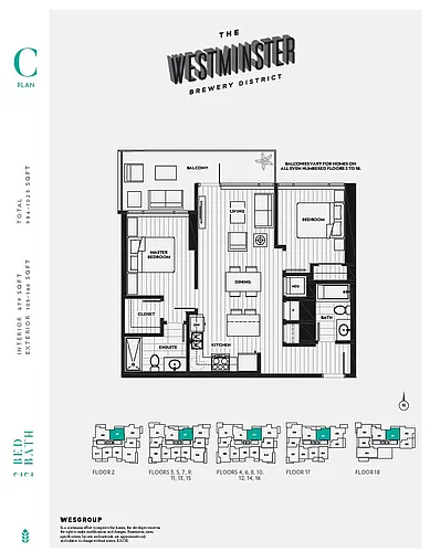 Floor plan 2 Bed + 2 Bath - C