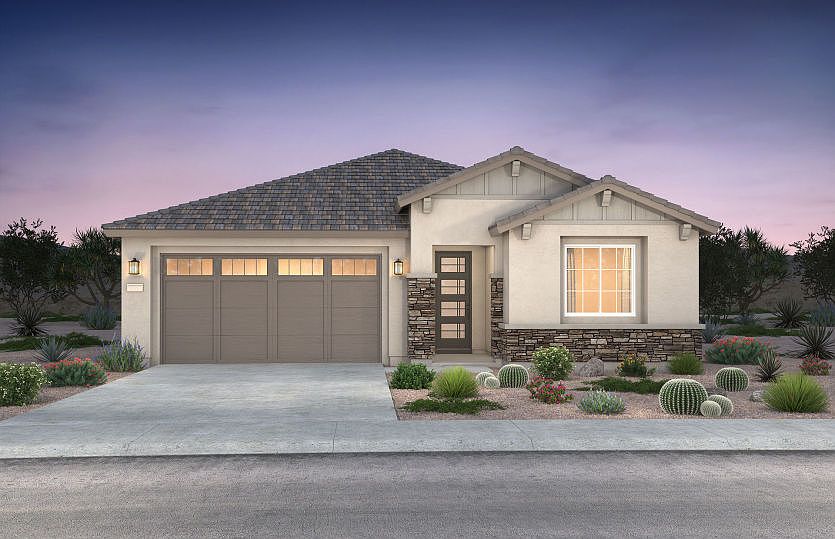 Single-story Brownstone plan shown in Elevation A with a two-car garage.