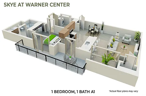 Floor plan 1 Bedroom, 1 Bath A1