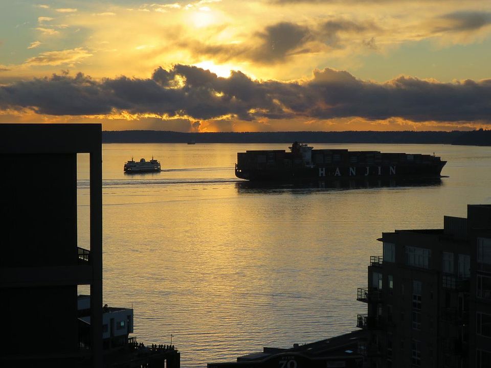 Balcony view of Puget Sound is always changing