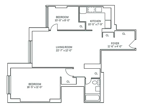Floor plan PARKSIDE WEST - Converted 2 Bedroom One Bathroom