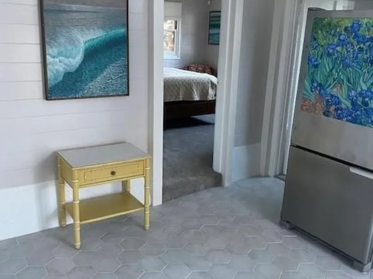 entrance to downstairs bedroom from kitchen/sitting area