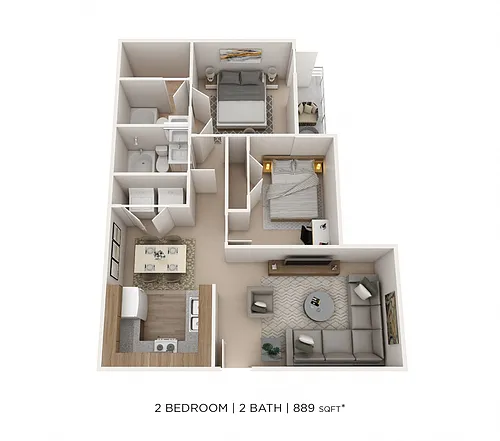 Floor plan Two Bedroom 2 Bath