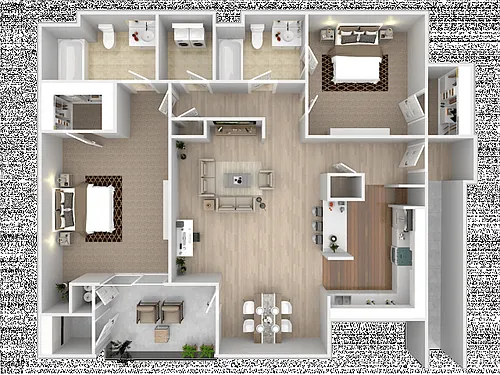 Floor plan 2 Bed 2 Bath Renovated