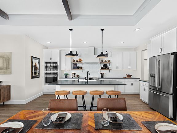 Kitchen with pendant lighting