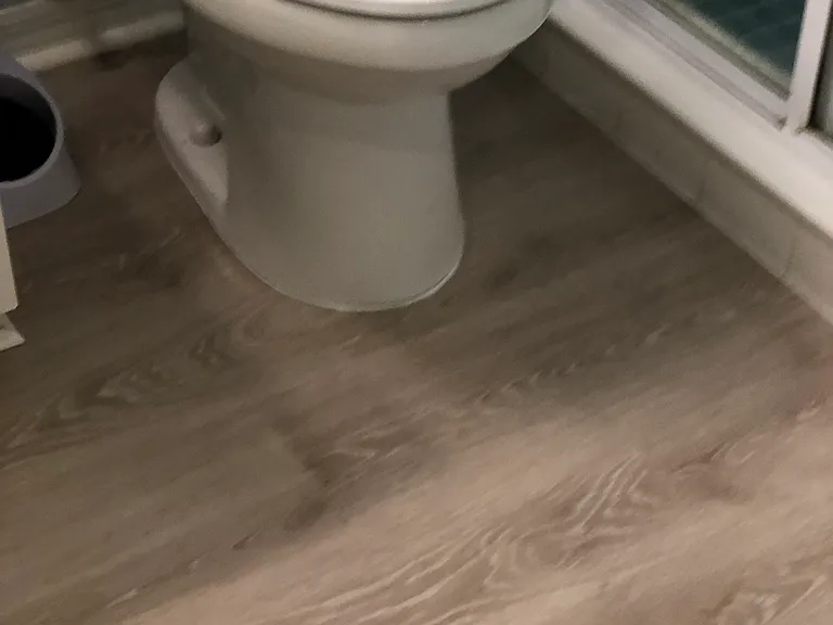 New flooring in small bathroom