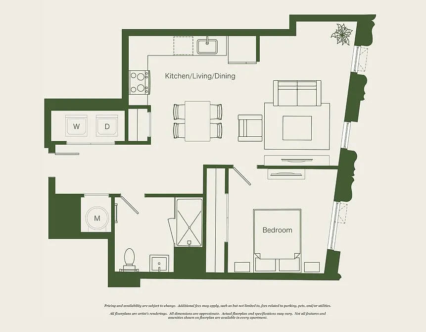 Floor plan 1 Bed- 1 Bath | A06 - Reva