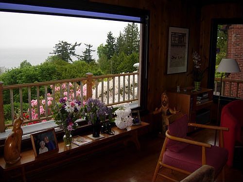 Mountains, the Sound, and flowers from your living room.
