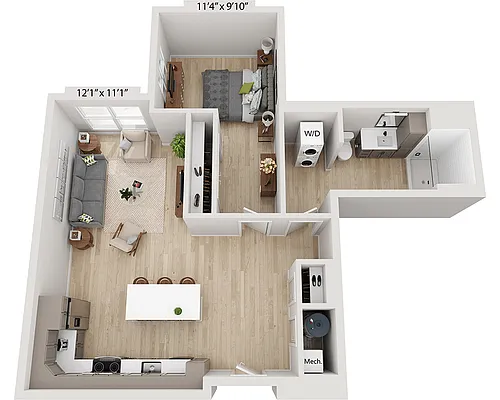 Floor plan One Bedroom A1G