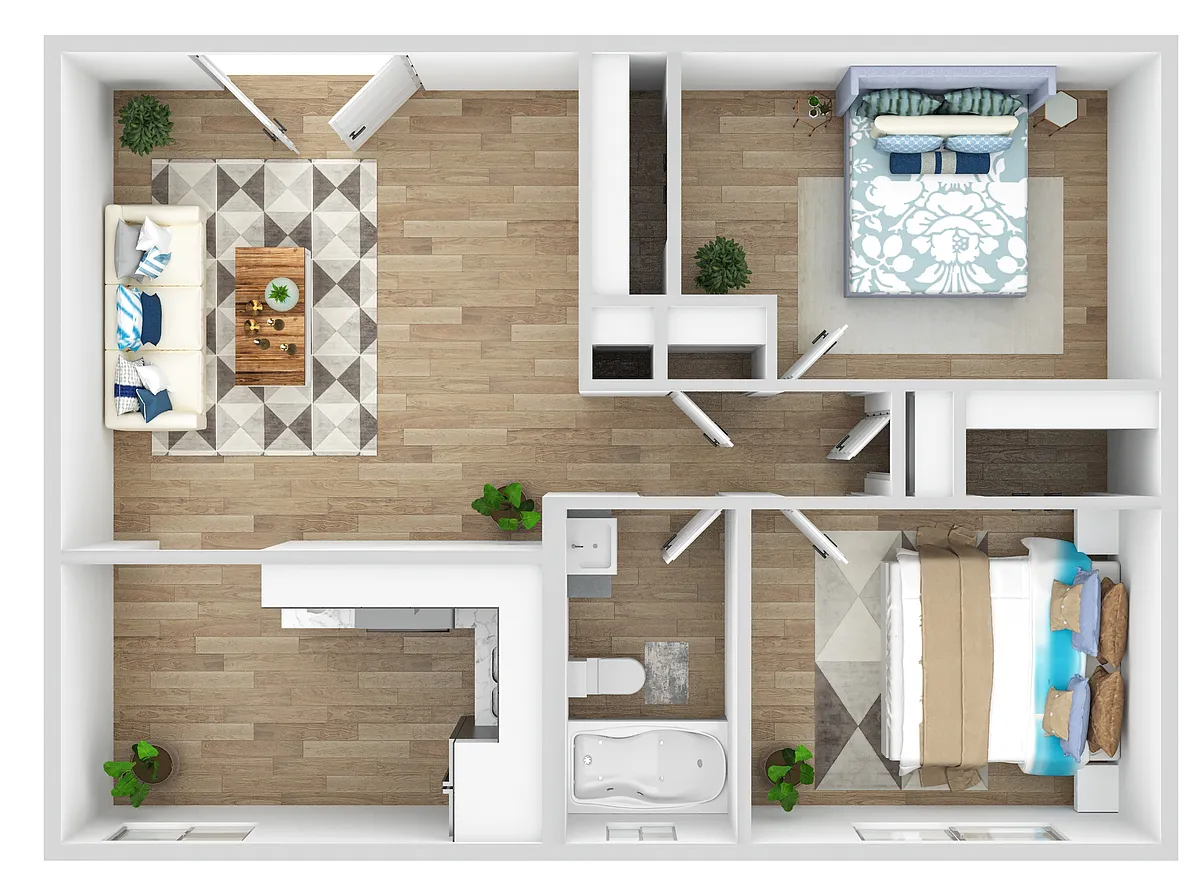 Floor plan Two Bedroom Upgrade