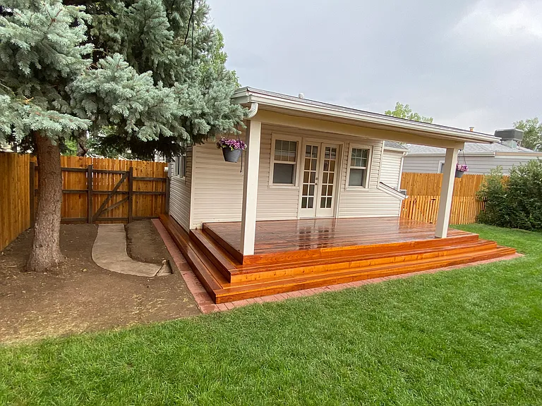 Covered all redwood deck