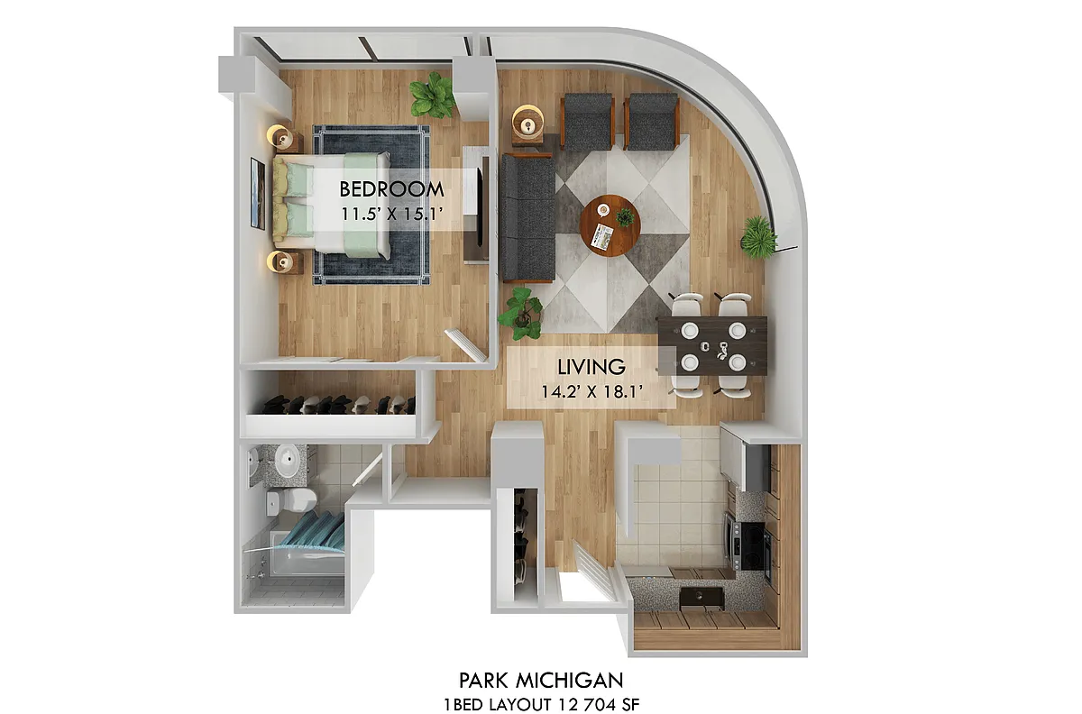 Floor plan 1bd 1ba 12