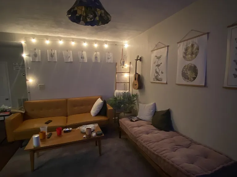 Open living room area , off kitchen