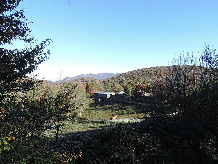 View of barns and pasture from Guesthouse
