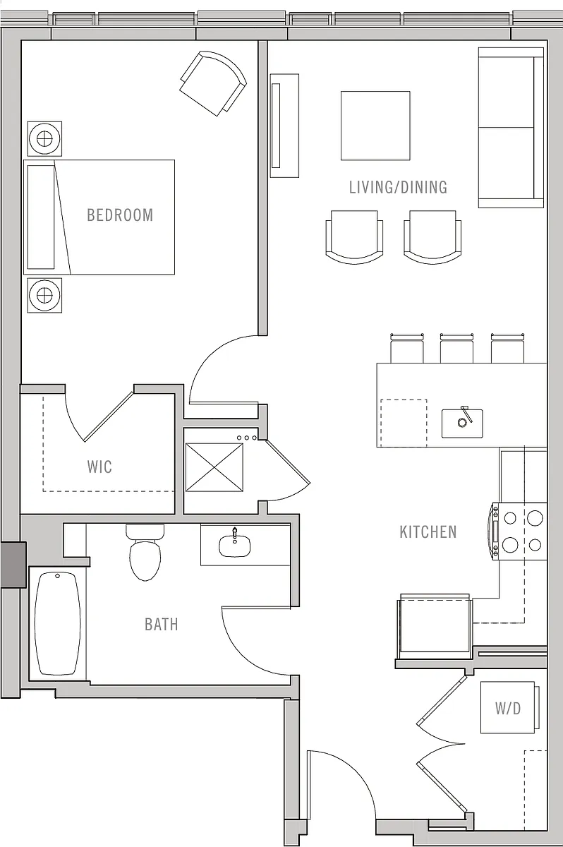 Floor plan 1 Bed-1 Bath-B4