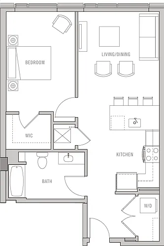 Floor plan 1 Bed-1 Bath-B4