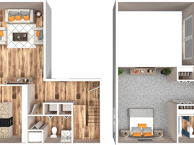 One Bedroom One and a Half Bathroom Townhome One Bedroom One and a Half Bathroom Townhome