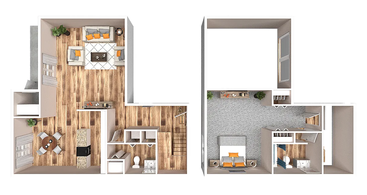 Floor plan One Bedroom Townhome