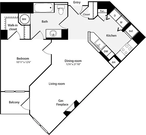 Floor plan 1 Bedroom G