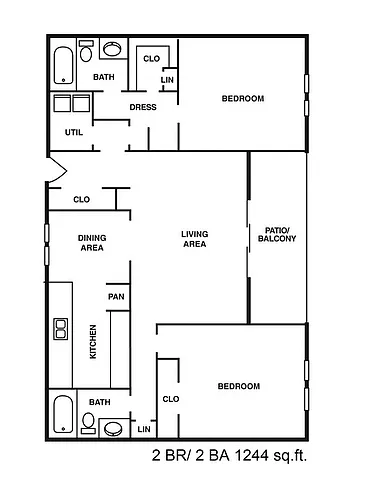 Floor plan 2 Bedrooms 2 Baths Large
