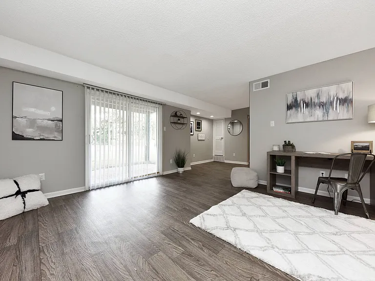 Living Room with Hardwood Style Flooring