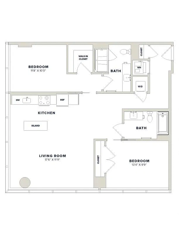 Floor plan 2 Bed-2 Bath- 2C Luminary