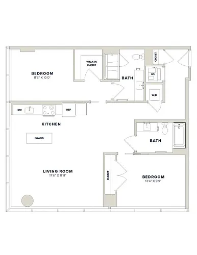 Floor plan 2 Bed-2 Bath- 2C Luminary