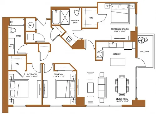 Floor plan 3 Bed/2 Bath-C2
