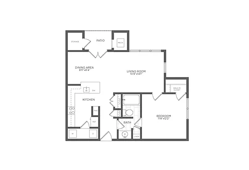 Floor plan 1 Bed/1 Bath-A1