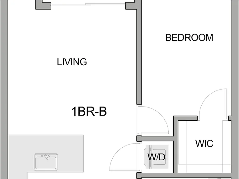 2D Floor Plan Rendering of a One-Bedroom Apartment 2D Floor Plan Rendering of a One-Bedroom Apartment