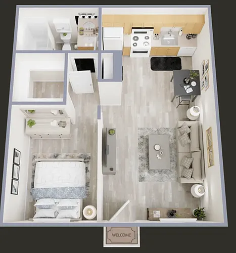 Floor plan One Bedroom One Bath