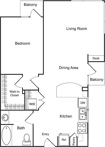 Floor plan One Bedroom - H