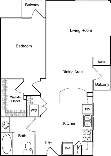 Floor plan One Bedroom - H