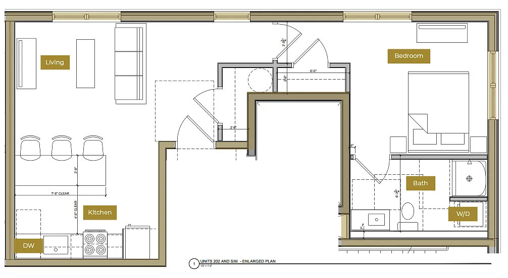 Floor plan 1 Bedroom Floor Plan D | Lofts North