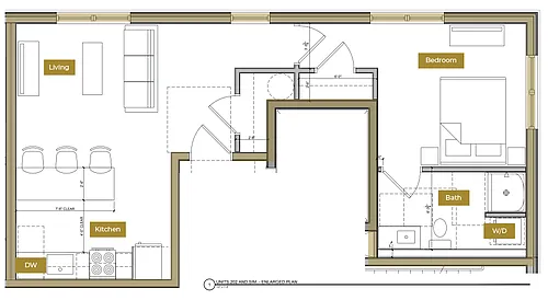 Floor plan 1 Bedroom Floor Plan D | Lofts North