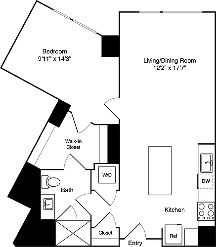 Floor plan 1 Bedroom C
