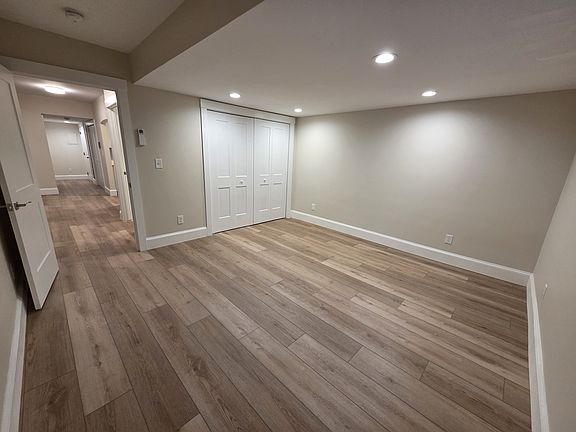 Bedroom with large double-door closet