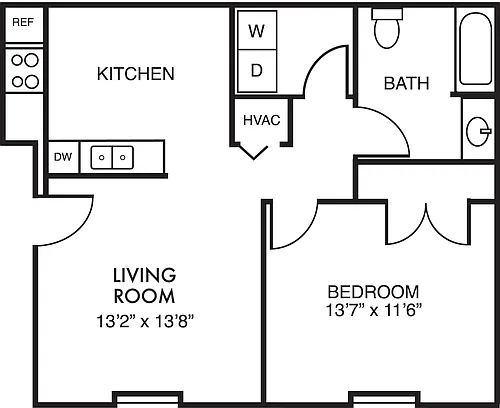 Floor plan Tranquility | 685 sf