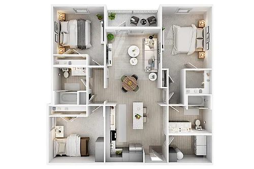 Floor plan C1 - Three Bedroom, Two Bathroom