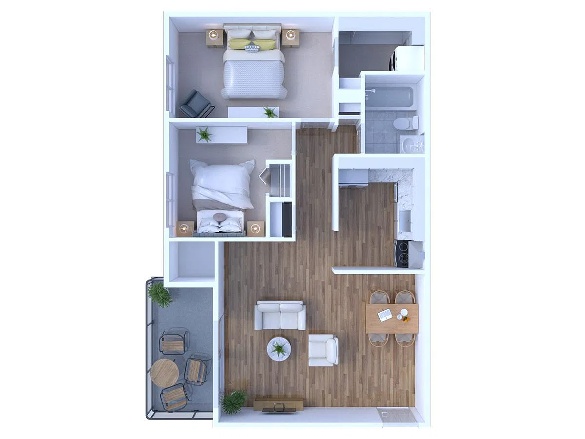 Floor plan 2 Bed 1 Bath | Classic