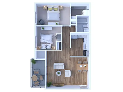 Floor plan 2 BR - 1 BTH Renovated