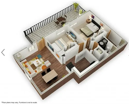 Floor plan Two Bedroom | Two Bath