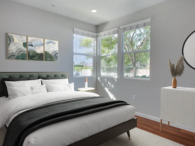 Living rooms feature solid oak wood flooring in all renovated homes