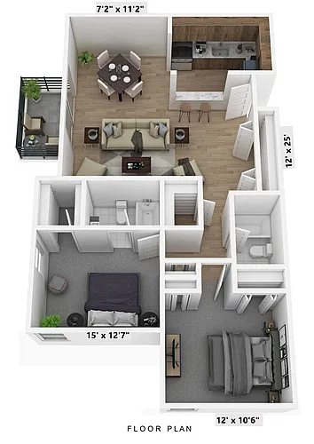 Floor plan 2 Bedroom w/ Balcony