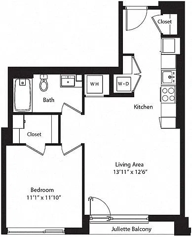 Floor plan 1C w/ Balcony