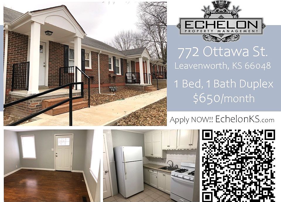 1 Bed, 1 Bath Duplex
772 Ottawa St., Leavenworth, KS 66048