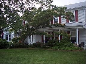 Porch and flower bed