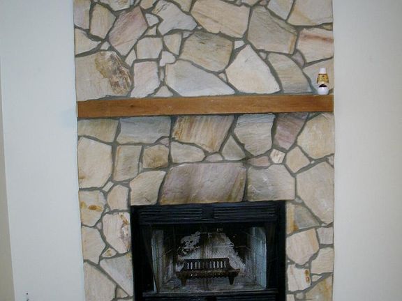 Large stone fireplace