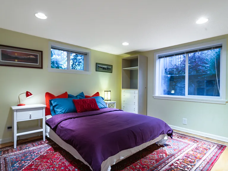 Bright bedroom with super comfy bed