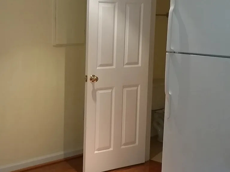 Refrigerator, door to water closet
